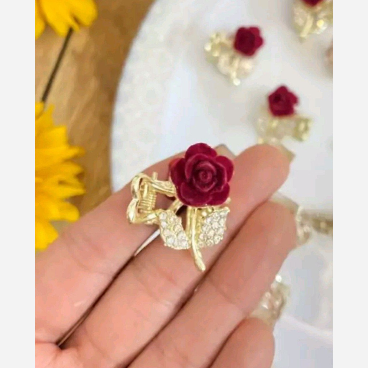 مینی کلیپس گل مخمل نگین دار زایا